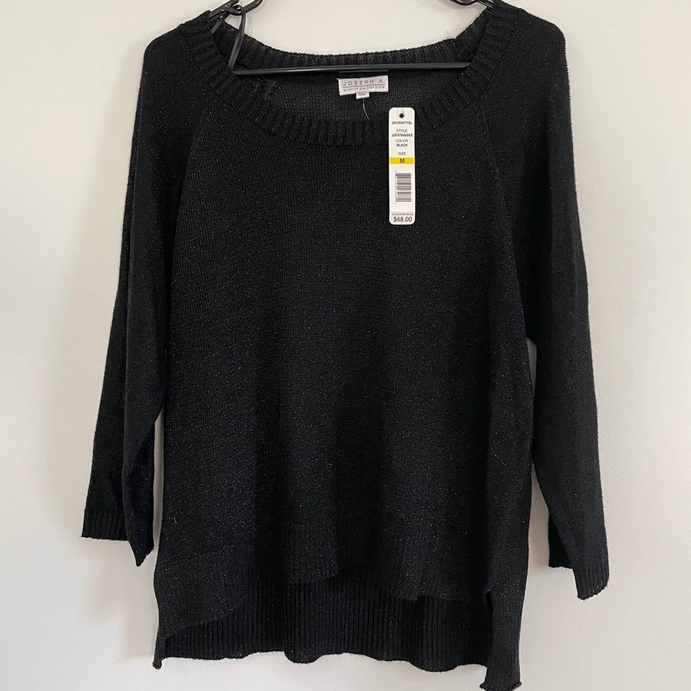 Joseph A Black Metallic Whimsigoth Classic party Sweater Women's Medium New